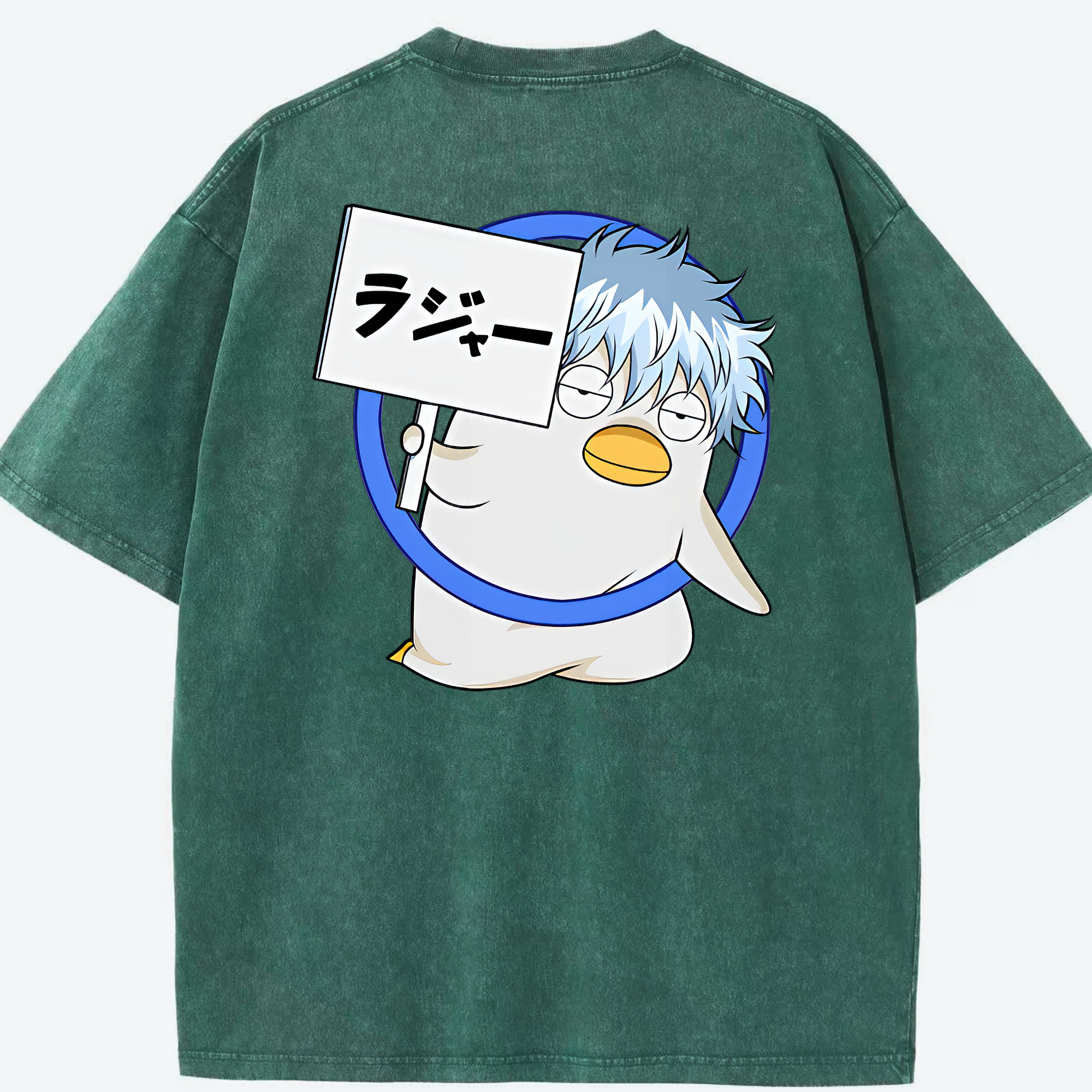 （画像用） ぎんたま 坂田銀時（さかたぎんとき） 神楽 志村新八（しむら しんぱち） GINTAMA Sakata Gintoki Kagura Shimura Shinpachi 綿100% ヴィンテージ風 半袖Tシャツ（背面プリント）